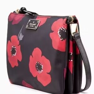Kate Spade Black and Red Floral Crossbody Bag